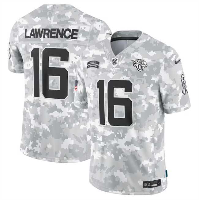 Men%27s Jacksonville Jaguars #16 Trevor Lawrence 2024 Arctic Camo Salute To Service Limited Stitched Jersey Dyin